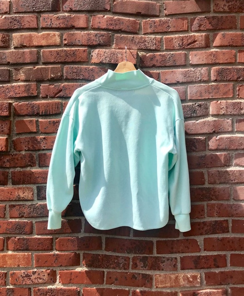 80s Vintage Cropped Polo Mint Green Womens Petite Medium