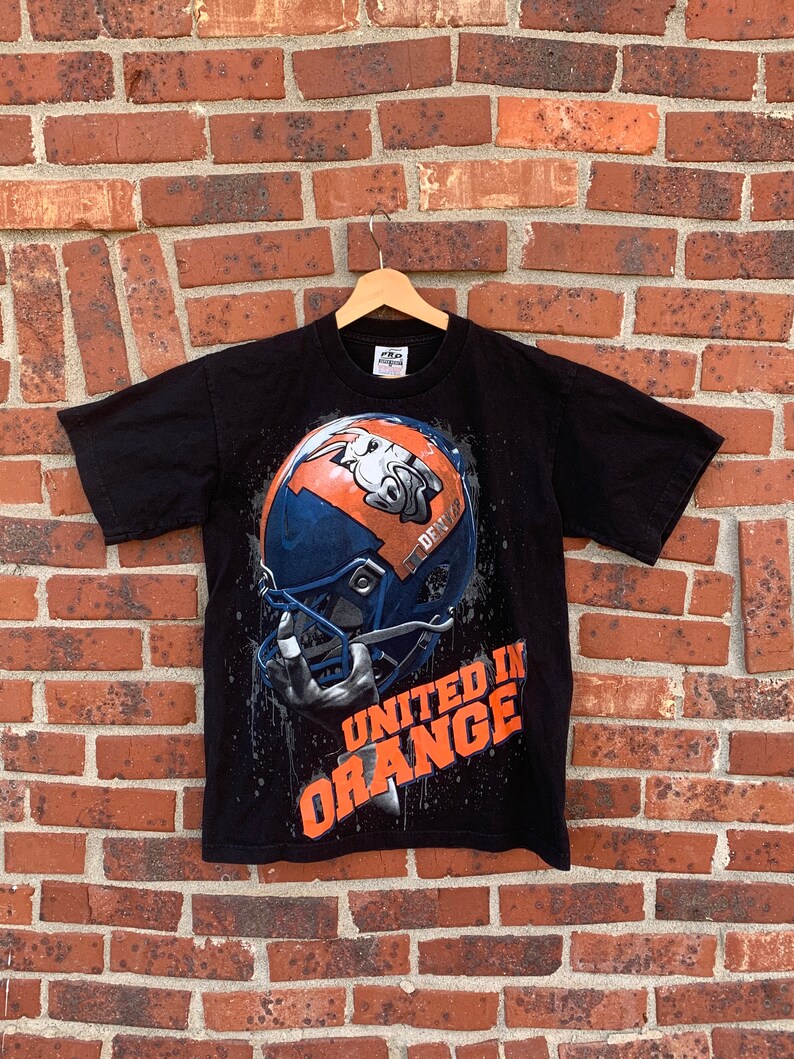 Vintage 80s or 90s Denver Broncos black graphic shirt