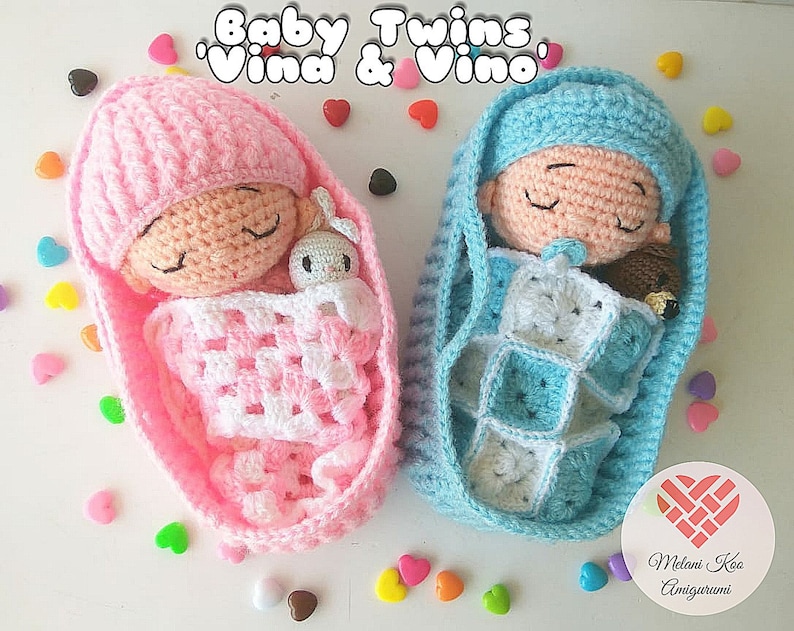 Baby Twins Vina /& Vino Amigurumi Pattern