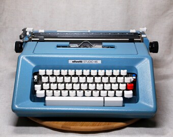 Olivetti Studio 46 青 タイプライター Olivetti Studio 46 Blue Portable Vintage Typewriter QWERTY