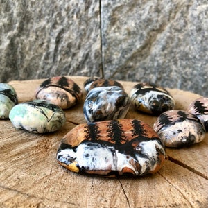 Woodland Painted Rocks. Pine Trees, Paint Pour Rocks. Woodland Home Decoration. Mountain Home Gift, Outdoors Lover Gift, Nature Lover Gift image 2