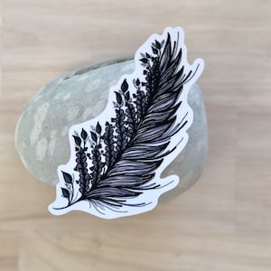 Hand Drawn Sticker, Nature Feather Vinyl Sticker, Waterproof & High Quality, Makes Great Card Insert or Gift for Nature Lover. Best Seller.