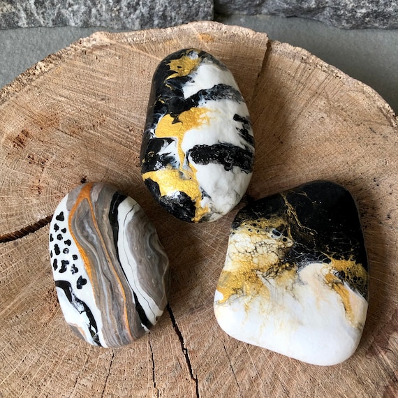 Hand Painted Rocks, Assorted Selection of Feather Painted Rocks