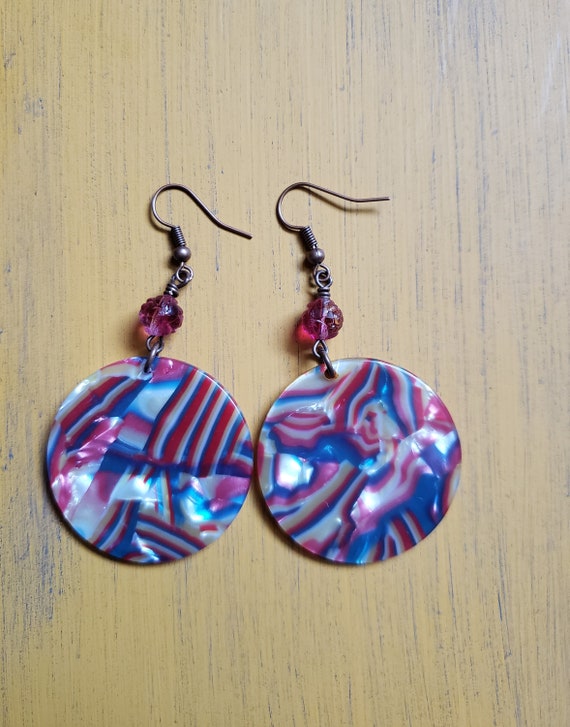 Color Swirl Earrings Colorful Blue Pink Sky Blue Acrylic Etsy