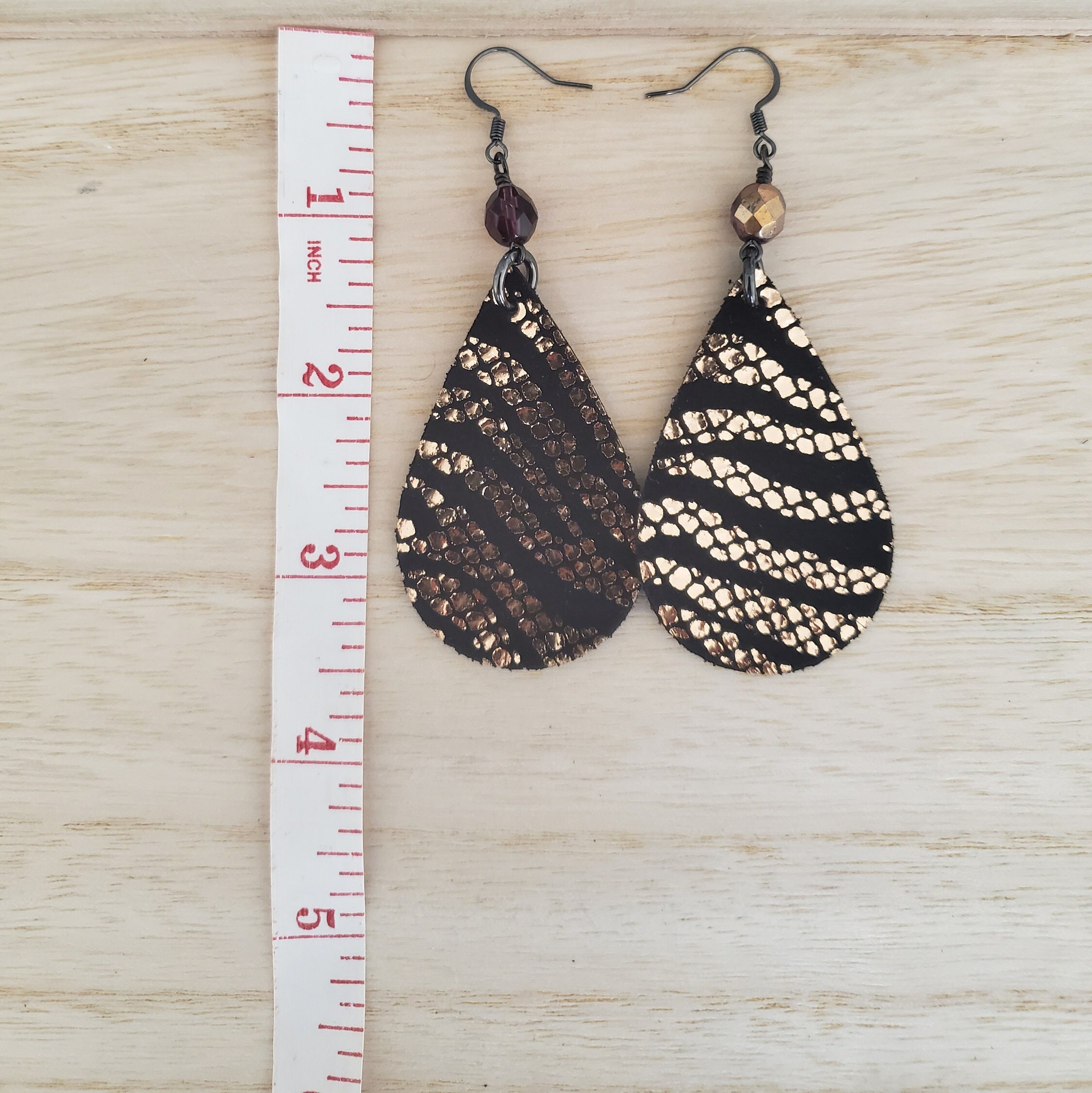 Metallic Zebra Earrings Black Suede Metallic Zebra Tiger - Etsy