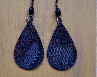 Pendientes de piel de serpiente metálica: Pendientes colgantes con estampado animal