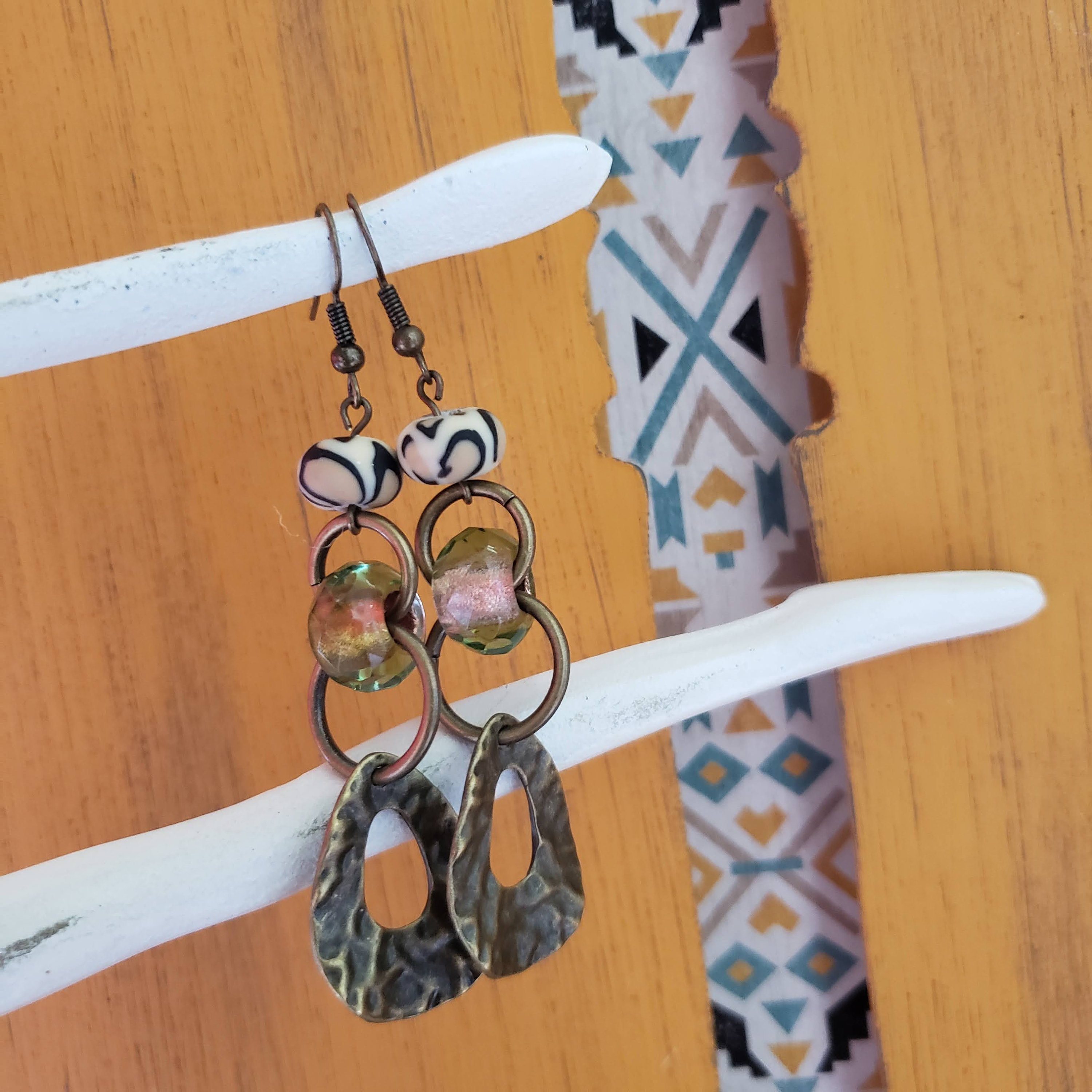 Wild Jungle Earrings Animal Print Accent Bead With Green and Etsy