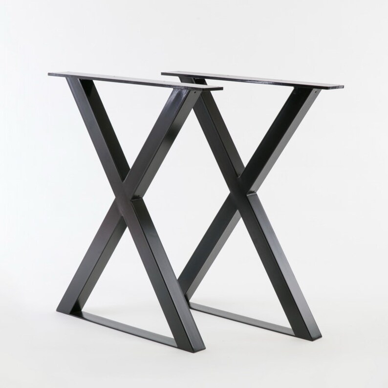 Steel Coffee Table Base Set of 2 Industrial Bench Legs Steel Legs X Style Bench Legs X Legs X Shape Steel Bench Legs