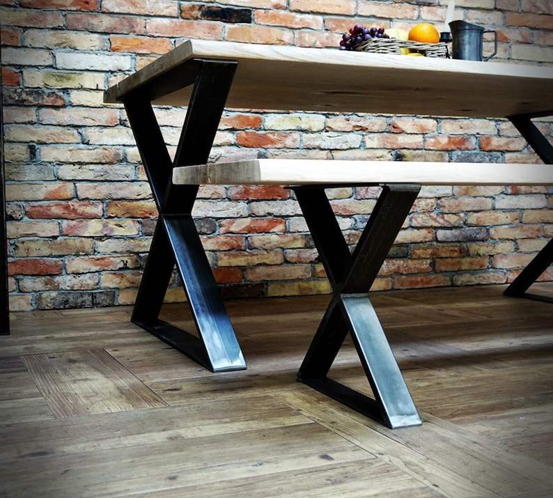 Steel Coffee Table Base Set of 2 Industrial Bench Legs Steel Legs X Style Bench Legs X Legs X Shape Steel Bench Legs