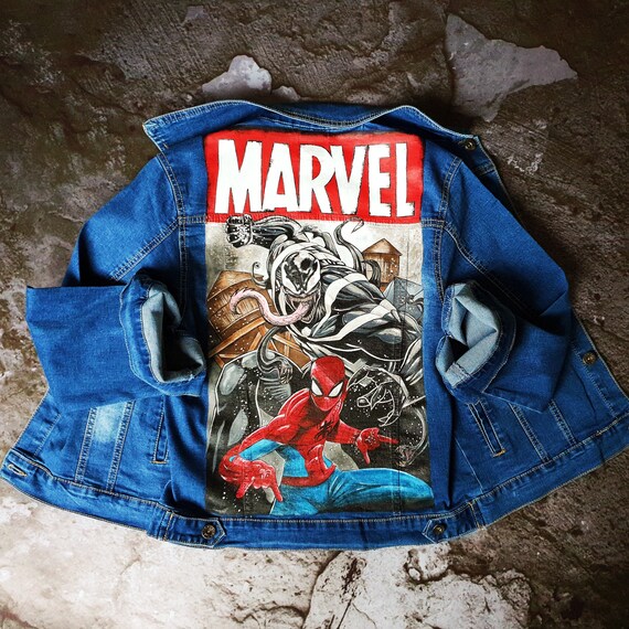 spider man denim jacket