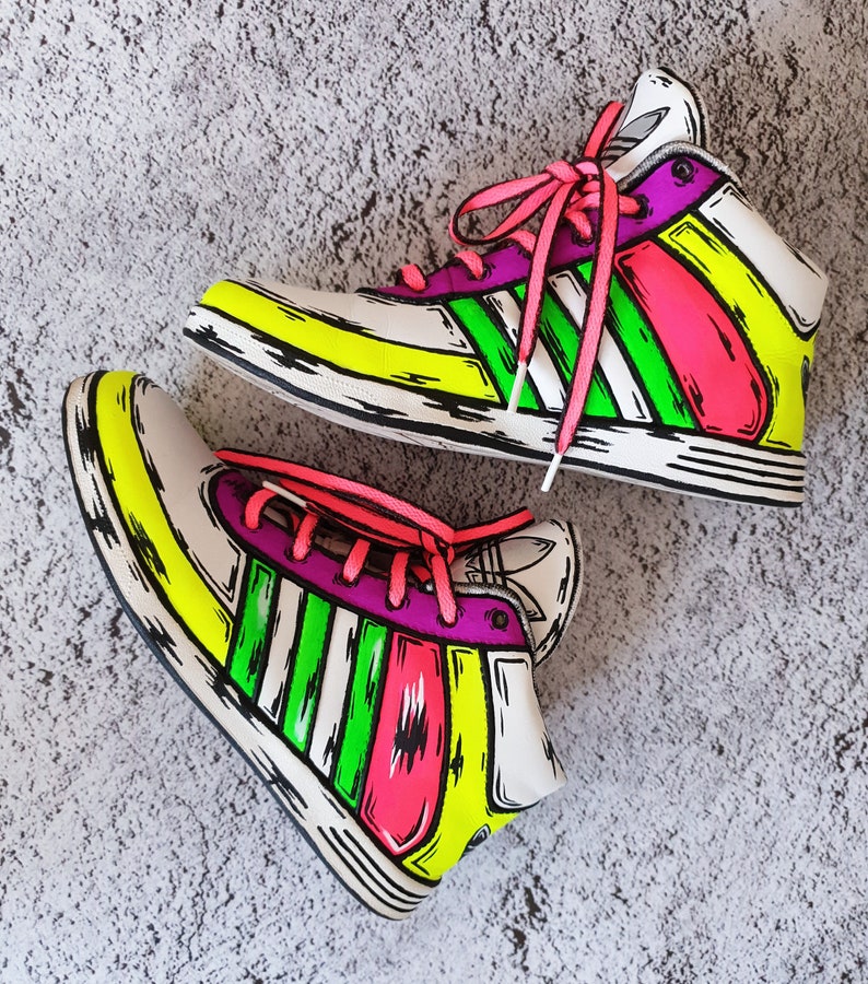 Cartoon custom painted ADIDAS shoes Custom sneakers Adidas Etsy