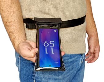 Bolsa impermeable para teléfono con correa ajustable.