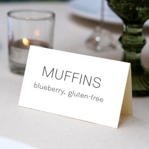 EDITABLE Food Name Labels Place Cards - Buffet Card Template - Digital Download jpg - Food Tent Signs - Birthday Party Labels Minimalistic