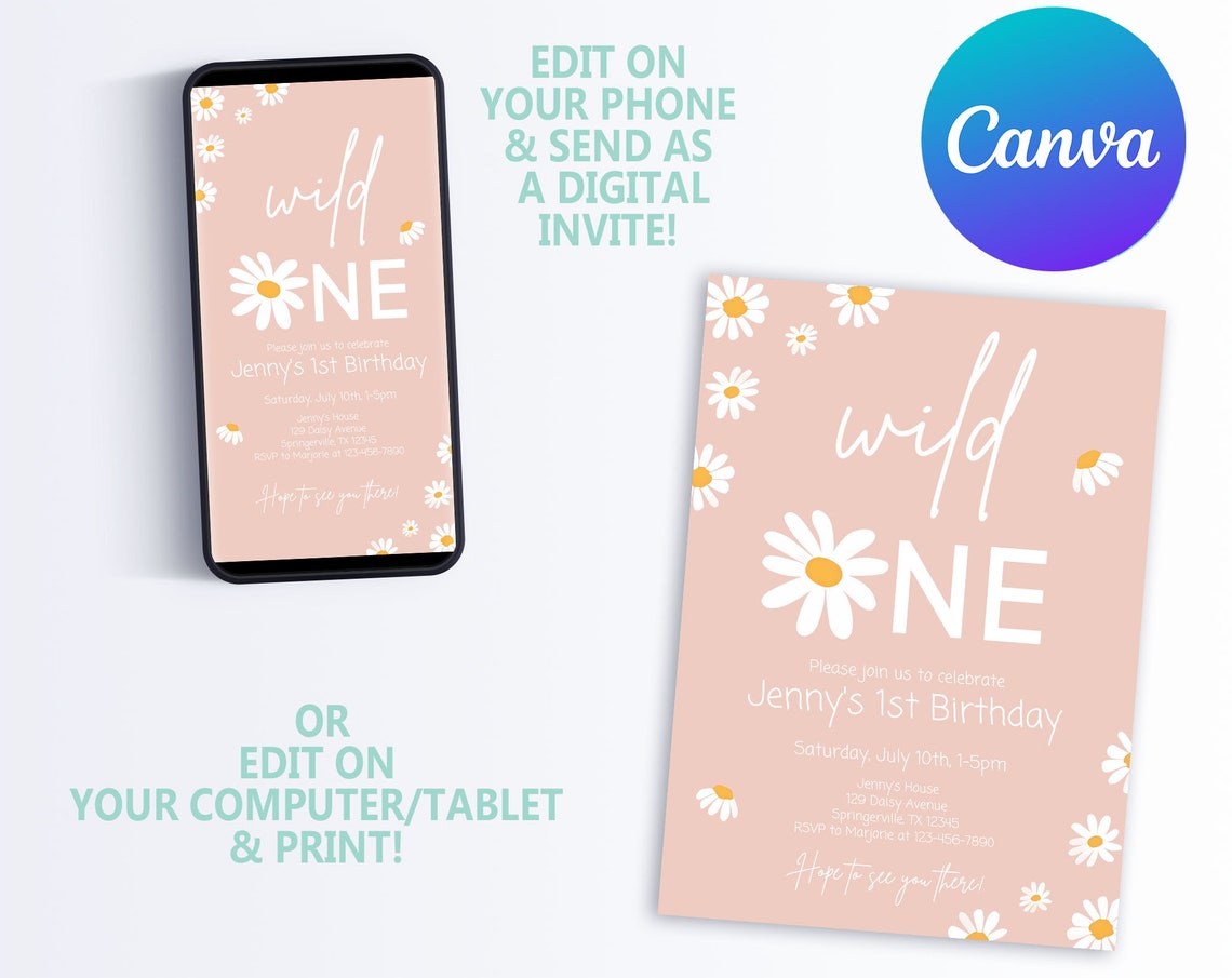 EDITABLE Wild One Party Theme Birthday Party Invitation Instant editable-wild-one-party-theme-birthday-party-invitation-instant