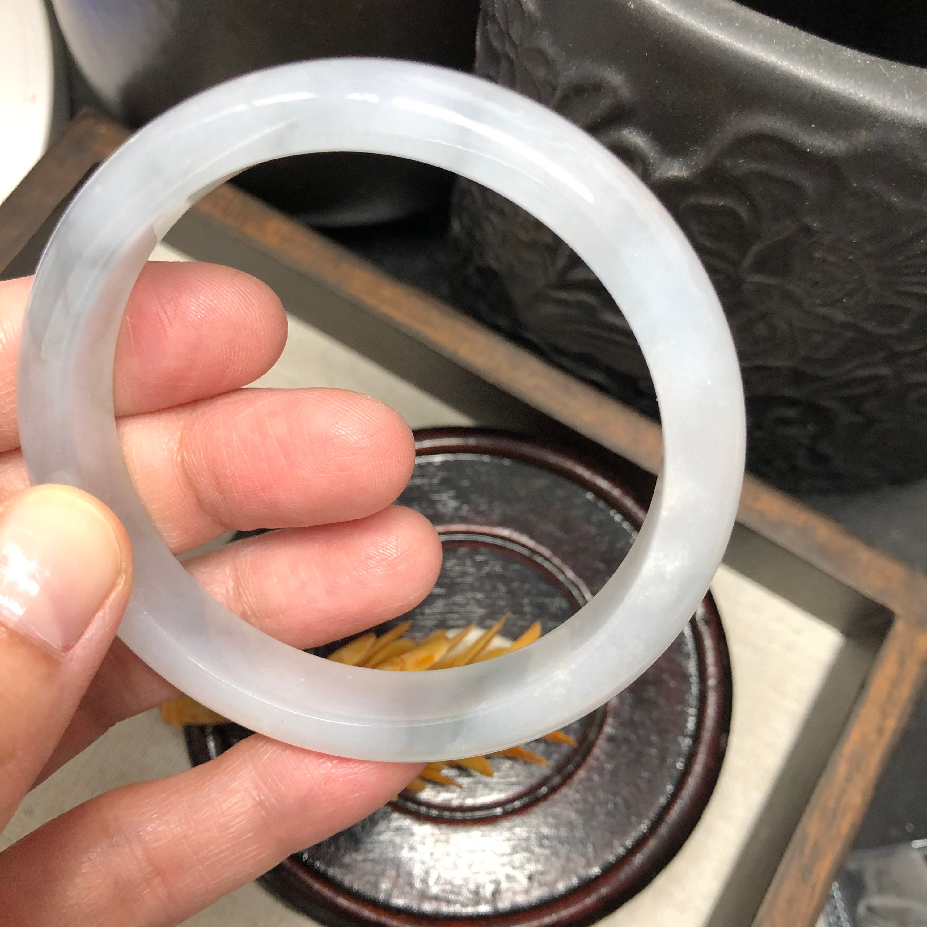 54.8 mm グレード A ミャンマー産 氷 半透明 D 型 ジェダイト 翡翠