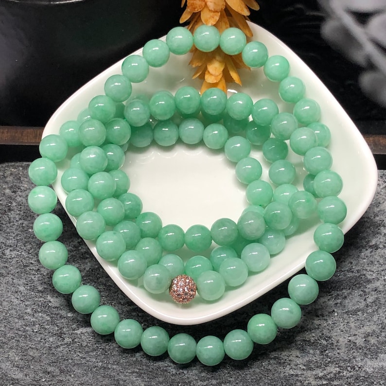 Grade A Myanmar Light Green Jadeite Jade Bracelet 9.0mm 64 Etsy