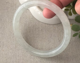 55mm High Icy Jadeite Jade Round Shaped Bangle