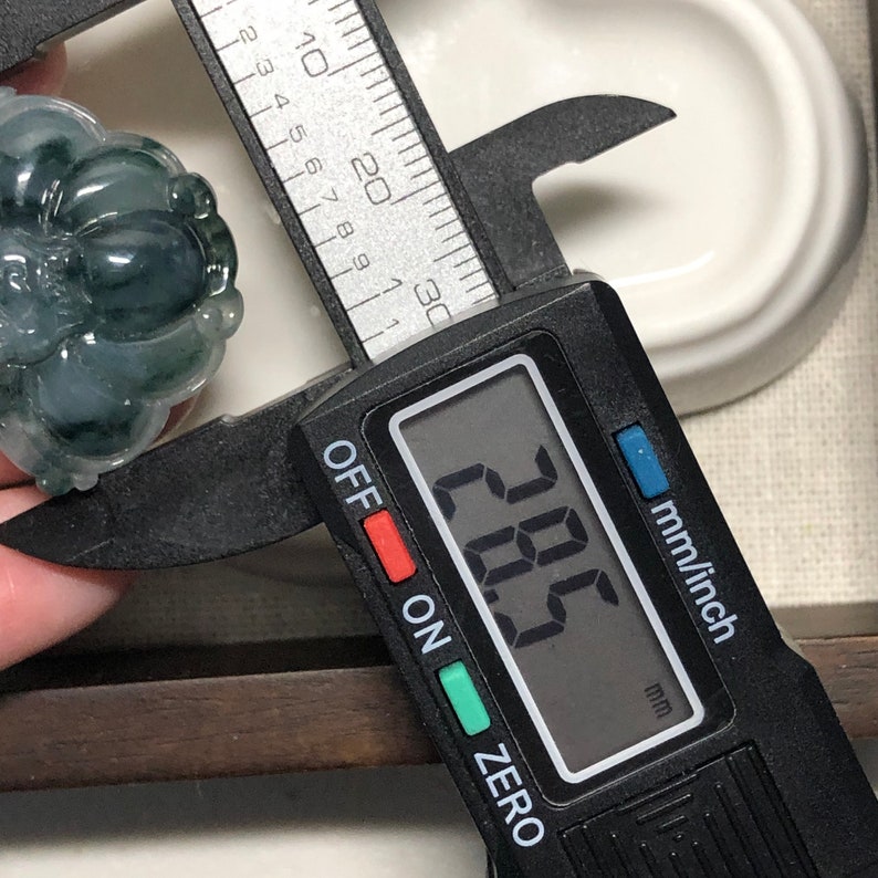 28.5 mm Grade A Icy Dark Green Wuji Carved Bat Jadeite Jade Pendant