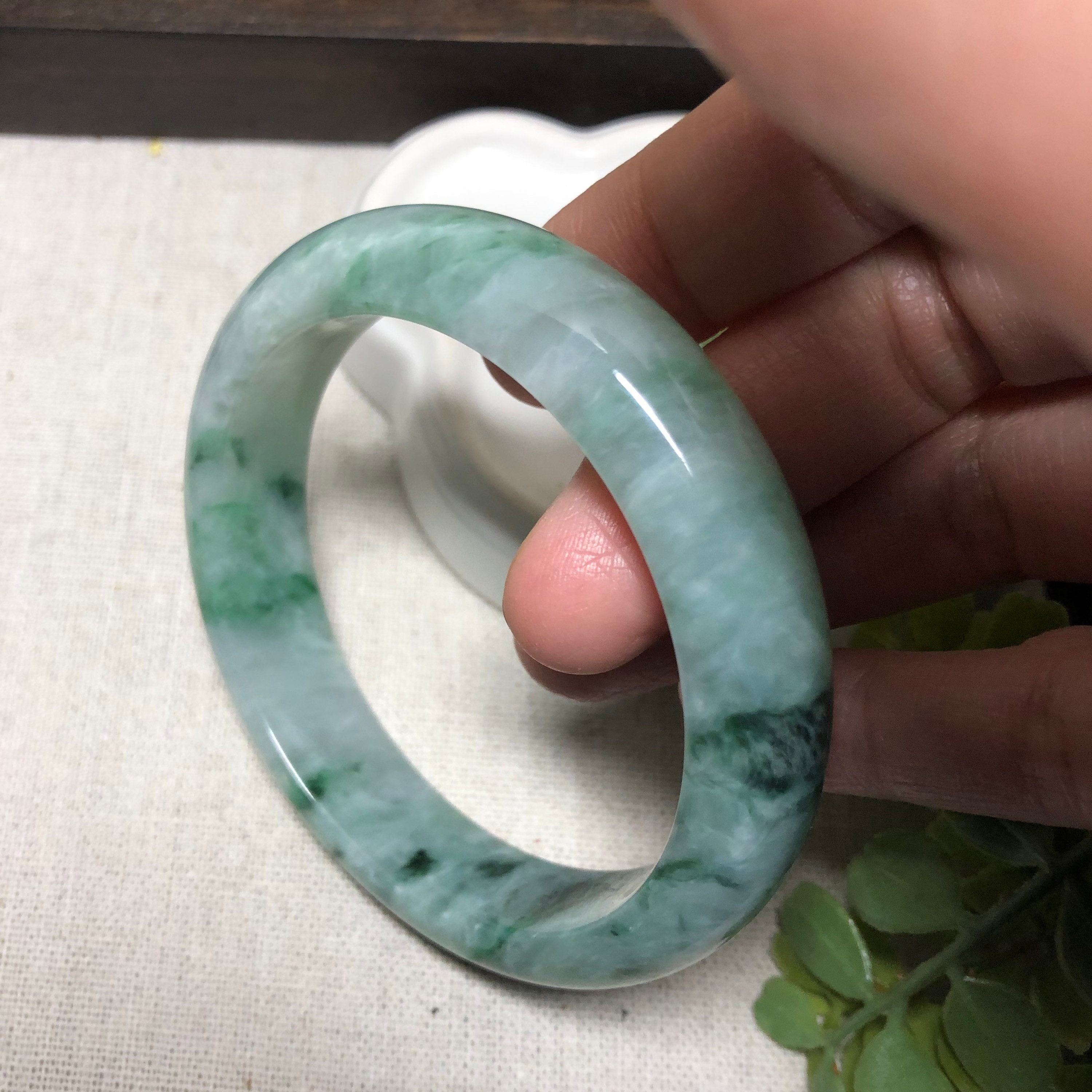 56 mm アースグリーンフロートフラワージェダイト翡翠バングル - Etsy 日本