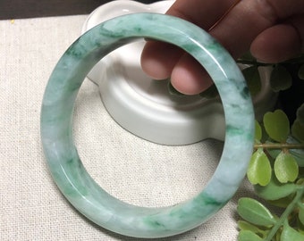 56 mm アースグリーンフロートフラワージェダイト翡翠バングル - Etsy 日本