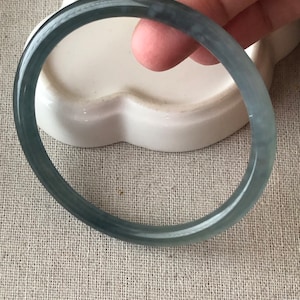57-58mm High Quality Icy Guatemalan Jade Blue Green Tone Slim Rounded Bangle