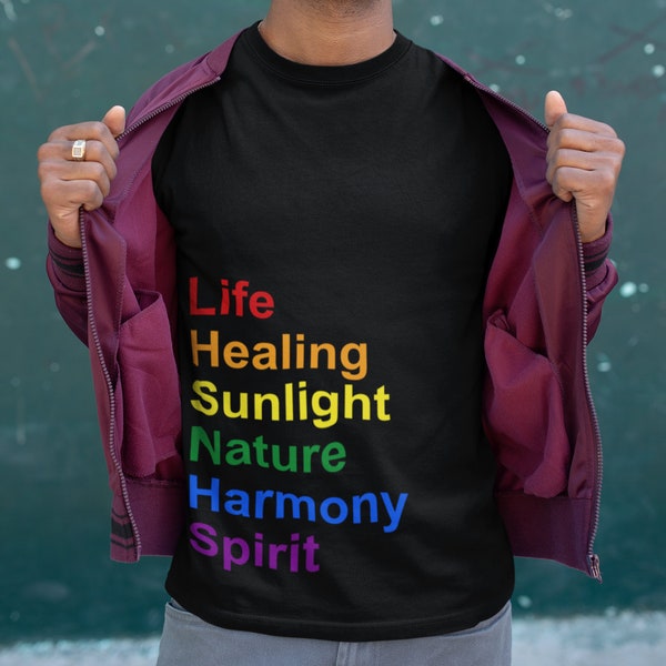 T-shirt Gay Pride en coton bio aux couleurs de l'arc-en-ciel