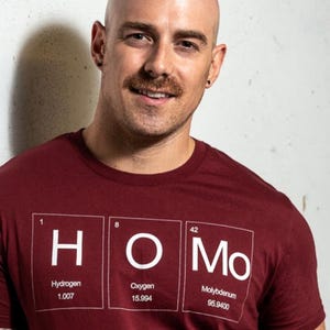 HOMo Periodic Table Organic Cotton Gay T-Shirt | Gay Pride Shirt | Pride Tee | Gay Geek Tshirt | Queer T Shirt | LGBTQ Clothing