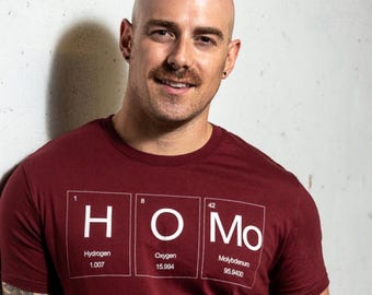 HOMo Periodic Table Organic Cotton Gay T-Shirt | Gay Pride Shirt | Pride Tee | Gay Geek Tshirt | Queer T Shirt | LGBTQ Clothing