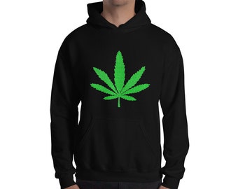 Wasted Pot Leaf Smiley Face Adult Hoodie #2235a