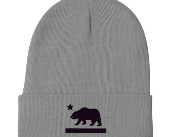 California Flag Embroidered Beanie