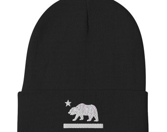 California Flag Embroidered Beanie