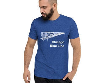 Chicago "El" Train Blue Line Men's Short sleeve t-shirt