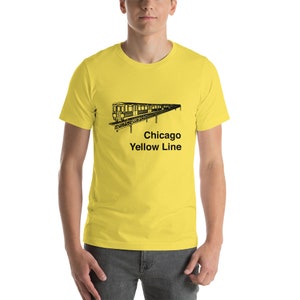 Chicago &quot;El&quot; Train Yellow Line Men&#39;s Short-Sleeve Unisex T-Shirt