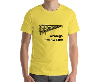Chicago "El" Train Yellow Line Men's Short-Sleeve Unisex T-Shirt