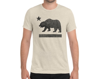 Heren T-shirt met korte mouwen met Californië vlag