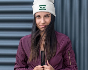 St Patrick's Day Chicago Flag Green Embroidered Beanie