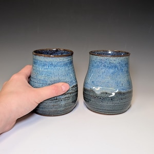 Handmade Ceramic Thumb Indent Cup - Pottery Tumbler, Pen Holder