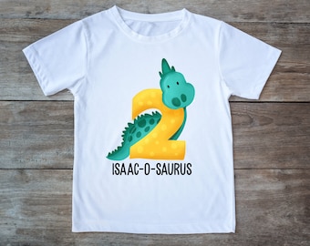 Personalised Kids Dinosaur 2nd Birthday T-shirt