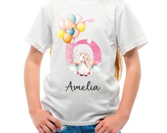 Personalised kids unicorn birthday t-shirt