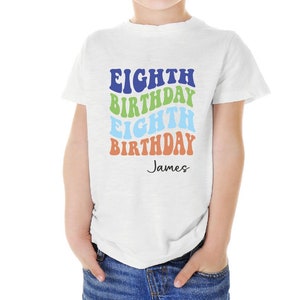 Personalised boys 8th birthday tshirt