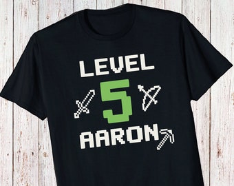 Personalised Kids Level up gamer birthday T-shirt ages 1-10