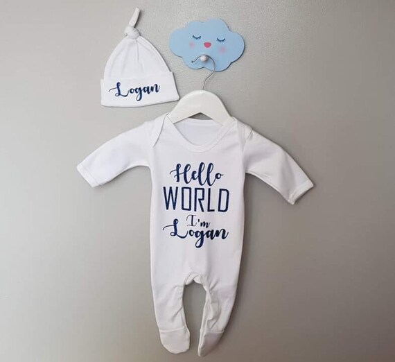 hello world baby sleepsuit