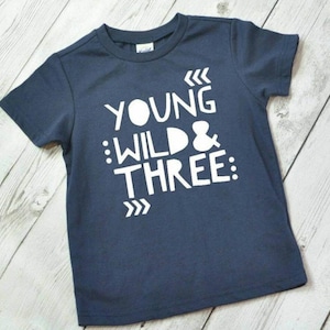 Young wild & three T-shirt 3rd birthday boys girls Other colours Navy