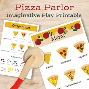Pizza Parlor do druku, kreatywna zabawa, udawanie zabawy, dzieci, PDF, natychmiastowe pobieranie cyfrowe, rozmiar US Letter