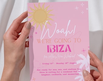 Ibiza Hen Weekend Invitation | Digital, Printable Bachelorette Invite | Customizable Destination Party | Fun & Sunny Ibiza Theme
