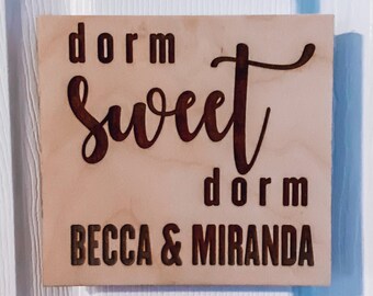 Personalized Dorm Sweet Dorm Wood Sign | College Decor