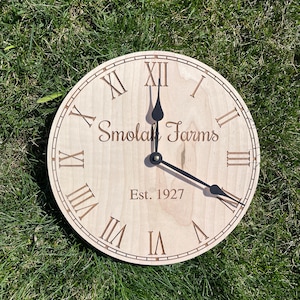 Personalized Wooden Clock | Roman Numeral Clock | Housewarming Wood Clock Gift | Engraved Wood Clocks | Custom Wood Clock |Rustic Wall Clock