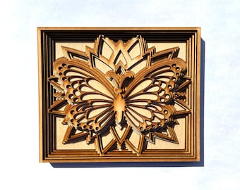 Laser Cut Wooden Butterfly Wall Art | Layered Home Decor