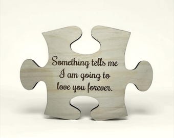 Personalized Wooden Puzzle Piece Wedding Party Favor - Custom Engraved Save the Date Gift for Guests, Unique Keepsake Celebration Token