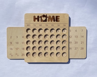 Wooden Perpetual Calendar | Reusable Wall Decor